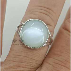 Handmade Boho <b>Statement</b> <b>Ring</b> in Sterling Silver with Moonstone Inlay Alloy Jewelry for Birthday Anniversary Wedding Christmas - Product Image 1