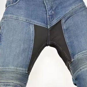 Jeans de motard pour homme en polyester/coton bleu, protection homologuée CE, sécurité au travail, panneaux extensibles, confort, design respirant - Product Image 5