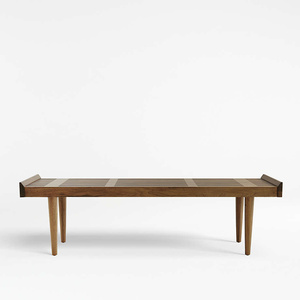 Banco de cama minimalista moderno duradero en muebles de madera Suar de caoba de teca de Color Natural para Hotel Villa apartamento 111205 - Product Image 1