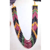 Perles en saphir naturel multicolores à 7 brins, facettées en rondelles de 3-4 mm, 369 carats, 16-18 pouces, hautement polies, certifiées par un tiers, perles en vrac