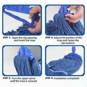 Nouvelle serpillière de nettoyage en coton de haute qualité, écologique, durable, avec manche en bois, type pliable, léger, avec clip en plastique - Product Image 2