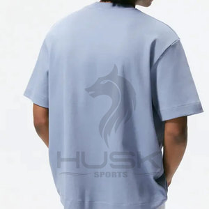 T-shirt en coton épais pour hommes de haute qualité avec LOGO personnalisé T-shirt vierge à col rond et à épaules tombantes pour hommes - Product Image 3