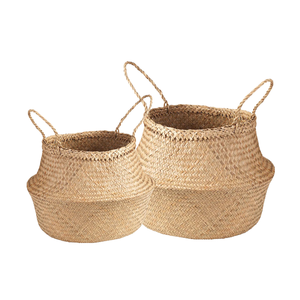 Premium Durable SEAGRASS BELLY <b>BASKETS</b> with Handles Ideal for Fruit Storage & Sustainable Home Organization <b>Laundry</b> Organizer - Product Image 1