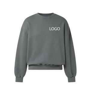 เสื้อสเวตเชิ้ตคอกลมสีเทาเข้มสำหรับผู้ชาย สกรีนโลโก้ได้ เนื้อผ้าหนา แขนยาว สวมใส่สบาย สไตล์สตรีทแวร์ รับผลิตแบบ OEM ODM ขายส่ง - Product Image 1