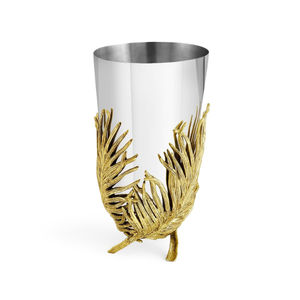 Vase à fleurs exclusif en acier inoxydable avec design floral en laiton doré Iris pour décor d'hôtel artisanat élégant en métal poli - Product Image 4