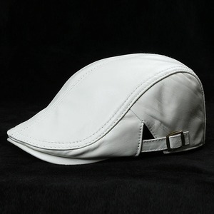 Béret unisexe décontracté imprimé mode coréenne unique blanc/rouge chapeau en soie avec taille personnalisée véritable peau de mouton douce pour hommes femmes printemps - Product Image 3