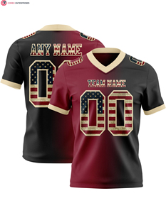Maillot de football personnalisé marine Vintage USA Flag 100% polyester authentique dégradé forme carrée manches courtes motif solide - Product Image 2