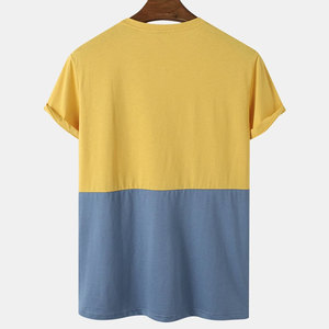 Corps ajusté T-shirt hommes sport décontracté T-shirt uni fabriqué en coton Polyester bras serré noir 100% coton teint t-shirts tricotés - Product Image 2