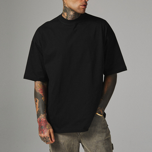 NUEVO Logotipo personalizado Boxy fit Hombres Camiseta de peso pesado Algodón 280gsm Rib cuello redondo Hombro caído Camisetas de gran tamaño para hombres - Product Image 2