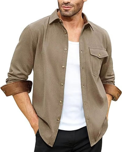 Polo informal de manga larga para hombre, ropa para hombre, camisa con botones, ajuste Regular sólido, grueso, colores sólidos, bolsillo frontal para hombre - Product Image 3
