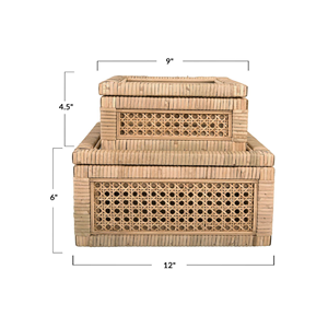 Caja de caña de ratán crema, caja de cesta de almacenamiento de ratán con tapa, soporte de mimbre para cosas pequeñas para decoración navideña de Vietnam - Product Image 2