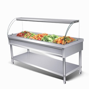 Mesa Calentadora de Alimentos Comercial de Acero Inoxidable CE, Tipo Buffet Bain Marie, con Protector de Cristal y Control de Temperatura - Product Image 1