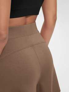 Women'<b>s</b> High <b>Waist</b> Modal Soft Wide Leg Casual Relaxed <b>Shorts</b> with Pockets Inseam Wholesale Custom - Product Image 4