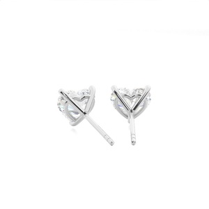 Pendientes de Diamante Cultivado en Laboratorio de 2 Quilates, Corte Corazón, Claridad VS, Oro Blanco Sólido de 18 Quilates, Joyería Moderna de 3 Puntas, Regalo para Mujer - Product Image 3