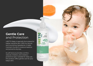 Lotion Corporelle Bébé URETTO 200ml Douce Hydratante à l'Urée, Huile de Camomille et Vitamine E pour une Peau de Bébé Douce, Lisse et Hydratée - Product Image 3