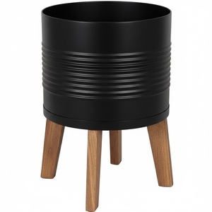 Latest Design Blue Metal Indoor Planter With Olive Wood <b>Stand</b> Floor <b>Plant</b> <b>Pot</b> For Home And Office Decor Wholesale Suppliers - Product Image 6