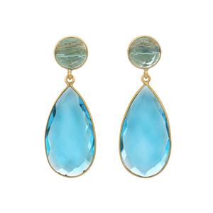 Pendientes de Plata de Ley 925 Chapados en Oro de 18K con Forma de Pera, Pendientes de Gota de Cuarzo Hidro Azul para Mujer, Novedad - Product Image 5