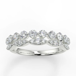 Anillo de diamante cultivado en laboratorio redondo certificado IGI en anillo o banda de boda o compromiso de oro blanco de 14 quilates - Product Image 1