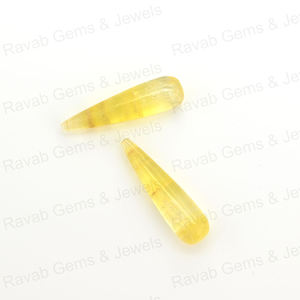 หินเลมอนควอตซ์สีเหลืองธรรมชาติทรงหยดน้ำเรียบ9x30มม. อัญมณีหลวมสำหรับการทำเครื่องประดับและบำบัด - Product Image 3