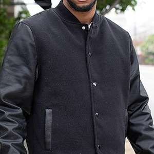 แจ็คเก็ตวาร์ซิตี้สำหรับผู้ชาย คอตั้ง ปักลาย ฤดูใบไม้ร่วง สีดำ สไตล์เบสบอล สำหรับคู่รัก - Product Image 6