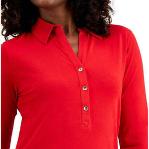 Maglietta Polo da Donna Charter Club Taglia X-Large in Maglia Traspirante Rosso Vivace con Logo Stampato - Product Image 2