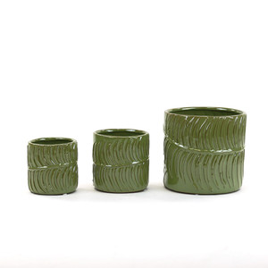 CYC2304GL - Small Green Fern Cylinder <b>Vase</b> - 4 D x 4.25 H - Product Image 2
