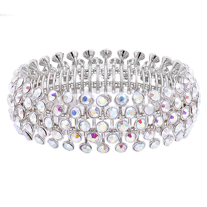 Bracciali elasticizzati in cristallo AB rodiati per un Look elegante - Product Image 2