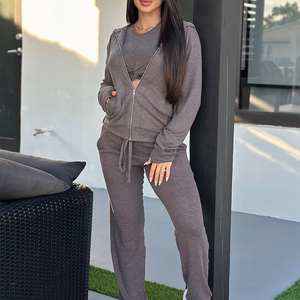 Meilleure vente confortable chocolat fermeture éclair complète femmes Gym Crush sweat à capuche Anti-rides respirant sweats à capuche pour femme Gym femmes sweat à capuche zippé - Product Image 5