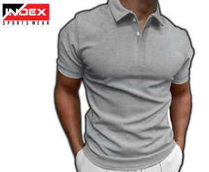 Camiseta Polo de Manga Corta Azul para Hombre, Marca INDEX, Algodón Oxford, Color Sólido Informal, Transpirable, Corte Regular - Product Image 3