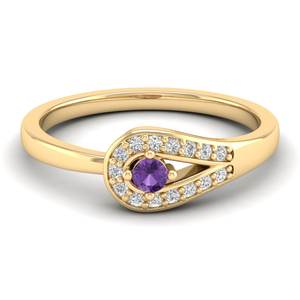 แหวนพลอยอะมีทิสต์ทรงกลมเจียระไนแบบมินิมอล REYES น้ำหนัก 0.08 กะรัต ทำจากทองคำแท้ 14K แหวนหมั้นประดับโมอิสซาไนต์ - Product Image 6