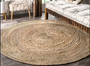 Nouveaux tapis en jute faits à la main 2026, tapis de zone en jute tressé biologique à double rayure, style zen asiatique, tapis rustiques pour sol, fabriqués au Bangladesh - Product Image 3
