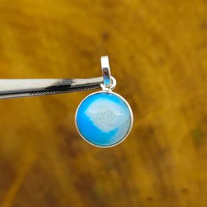 Conjunto de colgantes y dijes finos nepalíes tibetanos de Plata de Ley 925 hechos a mano, collar con colgante de bisel de piedras preciosas drusas con ventana azul cielo - Product Image 4