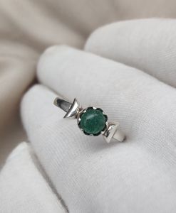Anillo de diseño redondo de Aventurina verde Natural, joyería de piedras preciosas hechas a mano de Plata de Ley 925 - Product Image 3