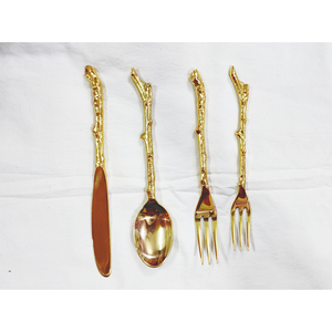 Embossed Design Stainless Steel <b>Flatware</b> Cutlery <b>Sets</b> for Kitchenware Custom Size <b>Flatware</b> <b>Sets</b> with Gold Plated for Home - Product Image 4