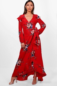 Vestido Largo Casual de Gasa con Encaje y Estampado Vintage para Mujer, Primavera-Otoño, Manga Larga, con Pliegues - Product Image 2