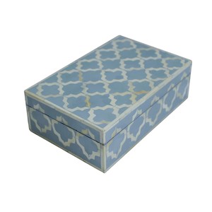 Caja de joyería hecha a mano con incrustaciones de hueso indio azul, caja de estilo indio para decoración del hogar y artículos para el hogar - Product Image 5