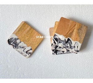 Dessous de verre en bois de meilleure qualité fait à la main Nouveau design Artisanat Résine époxy Tapis et tampons en bois d'acacia - Product Image 1