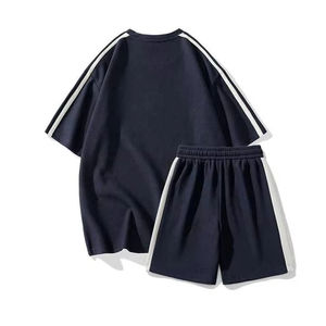 Ensembles de shorts d'été pour hommes, ensembles deux pièces t-shirt et shorts, style streetwear, 100% coton, vêtements décontractés, design personnalisé, impression de logo. - Product Image 3