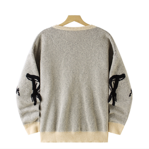 Anti-Wrinkle Anti-Shrink Breathable Crewneck Letter Jacquard Sweater Winter Autumn Shrugged <b>Pattern</b> - Product Image 6