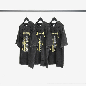 OEM nuevo estilo de camisetas de los hombres de microfibra ácido lavado Hip Hop Lino Rock <span class=keywords><strong>Band</strong></span> personalizado liso de dibujos animados gráfico Vintage camiseta de los hombres