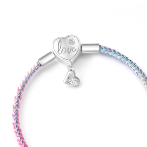 Couple Lucky Love 925 Sterling Silver Heart Opening Buckle Clasp Accessoire pour la Saint-Valentin - Product Image 1