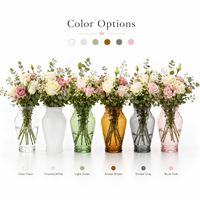 Jarrón de Vidrio Clásico Tipo Urna, 21 cm, Transparente, para Decoración del Hogar, Bodas, Hoteles y Floristerías, Venta al Por Mayor