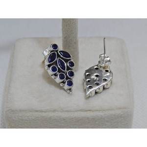 Boucles d'oreilles en saphir naturel faites à la main en argent sterling 925 avec bijoux en argent précieux en or rose pour filles et femmes article cadeau - Product Image 1