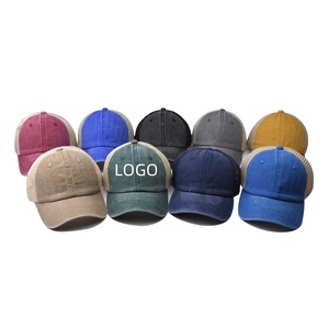 Gorra de camionero de lona sin estructura de 6 paneles para hombre, gorra blanca Lisa desgastada con logotipo bordado personalizado para ropa informal al por mayor - Product Image 1