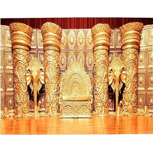 Decoración de escenario de boda estilo Sri Lanakan, escenario de recepción de boda tradicional, escenario de boda clásico dorado de Sri Lanka - Product Image 1