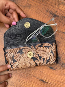 ใหม่จริงHandcrafted Toolledหนังแว่นตามือแกะสลักเข็มขัดหนังผู้ถือแว่นตาUnisexอ่านหนังสือแก้ว - Product Image 4