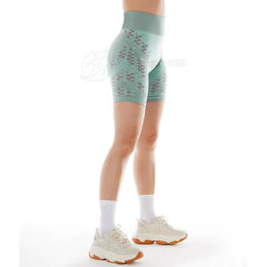 Pantalones cortos de gimnasio elásticos de cintura alta para mujer 2023 Logo elástico Yoga Booty Tie Dye Decor Washed Technics pantalones cortos deportivos al por mayor - Product Image 5