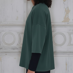 เสื้อยืดคอกลมแขนยาวทรงบ็อกซี่ สีพื้น คุณภาพสูง ทรงหลวม สไตล์สตรีทแฟชั่น สำหรับผู้ชาย รับสกรีนโลโก้ - Product Image 3
