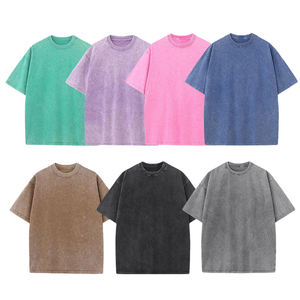 Personalizado de gran tamaño negro gris hombres en blanco lavado ácido camiseta fabricante precio barato manga corta Camiseta para hombres - Product Image 2