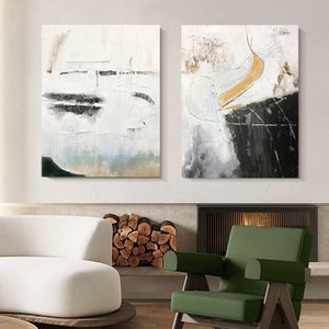 Coppie di due decorazioni da parete dipinte a mano Set moderno astratto di arte della parete - Product Image 5